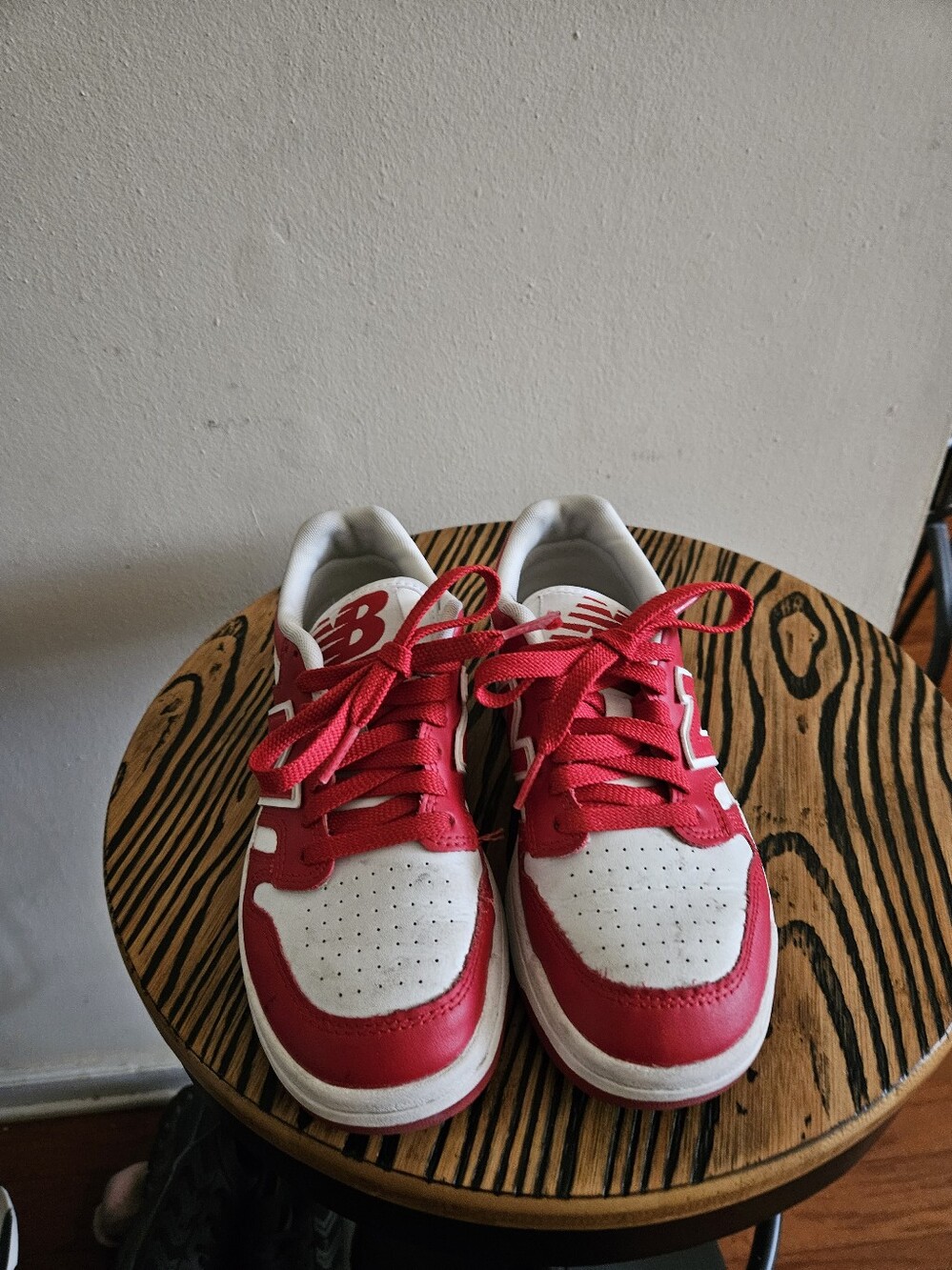New Balance Kids Red and White Low-Top Sneakers